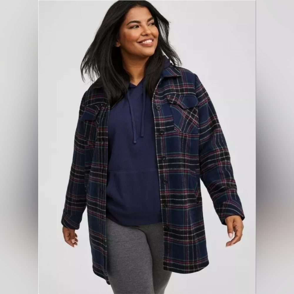 Navy and Red Plaid Utility Jacket